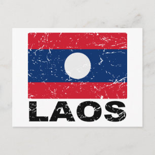 Postal Bandera de Laos Vintage