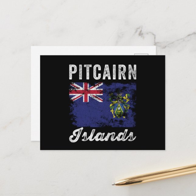 Postal Bandera de las Islas Pitcairn en peligro (Anverso/Reverso In Situ)