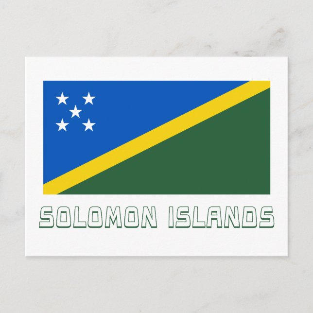Postal Bandera de las Islas Salomón con nombre (Anverso)