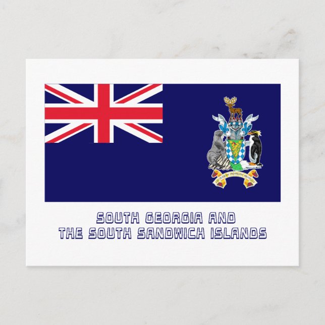 Postal Bandera de las Islas Sandwich del Sur y del Sur co (Anverso)