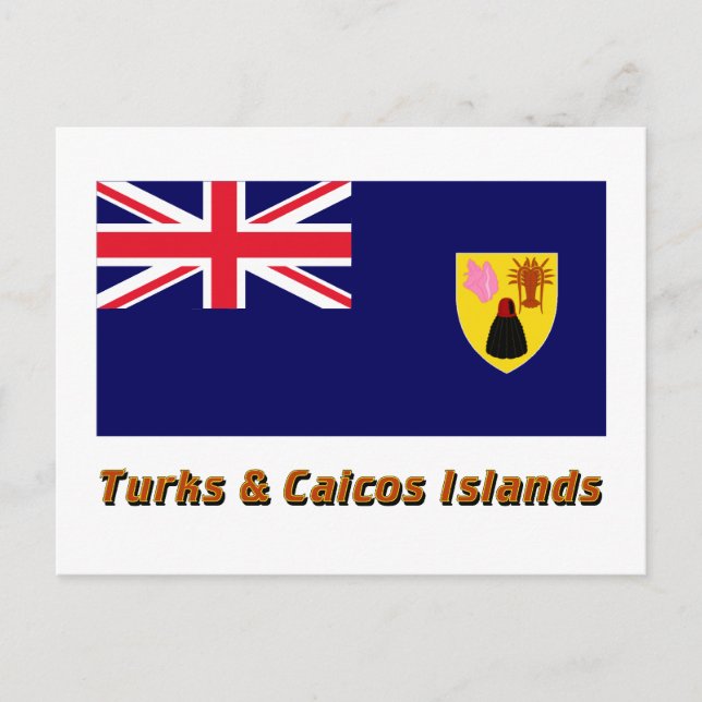 Postal Bandera de las Islas Turcas y Caicos con nombre (Anverso)