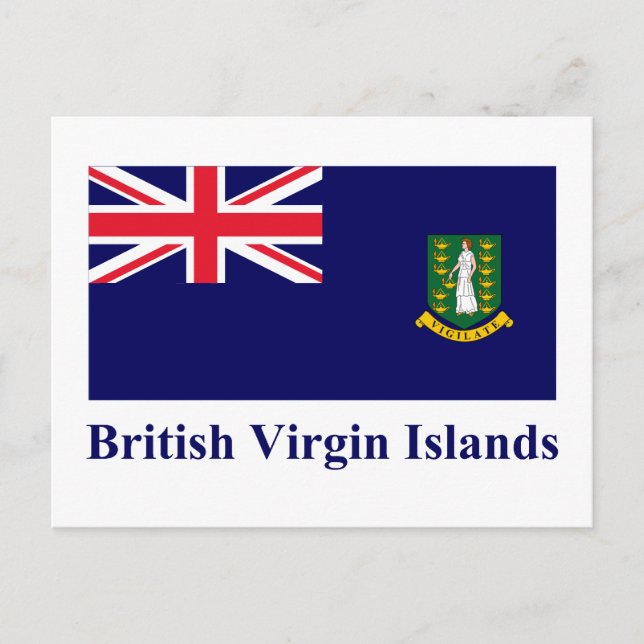 Postal Bandera de las Islas Vírgenes Británicas con nombr (Anverso)