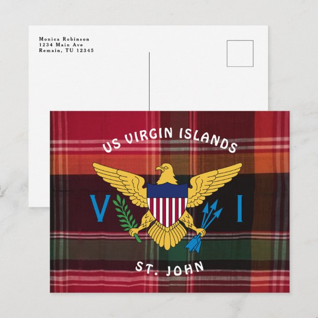 Postal Bandera de las Islas Vírgenes de Estados Unidos St (Anverso / Reverso)