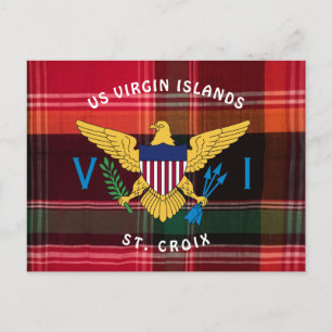 Postal Bandera de las Islas Vírgenes de Madras Verde Rojo