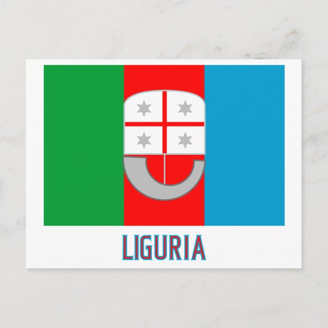 Postal Bandera de Liguria con nombre (Anverso)