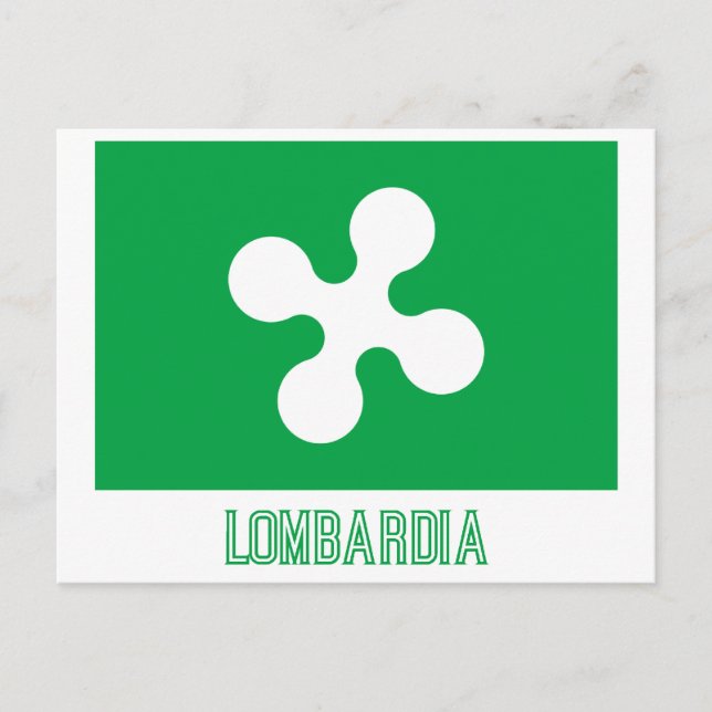 Postal Bandera de Lombardia con nombre (Anverso)