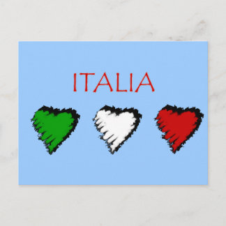 Postal Bandera de los corazones de Italia del amor del