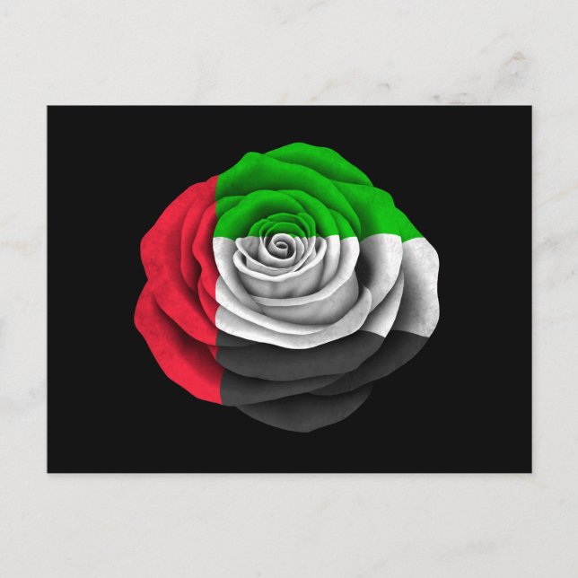 Postal Bandera de los Emiratos Árabes Unidos en negro (Anverso)