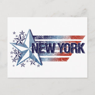 Postal Bandera de los Estados Unidos con estrella - Nueva