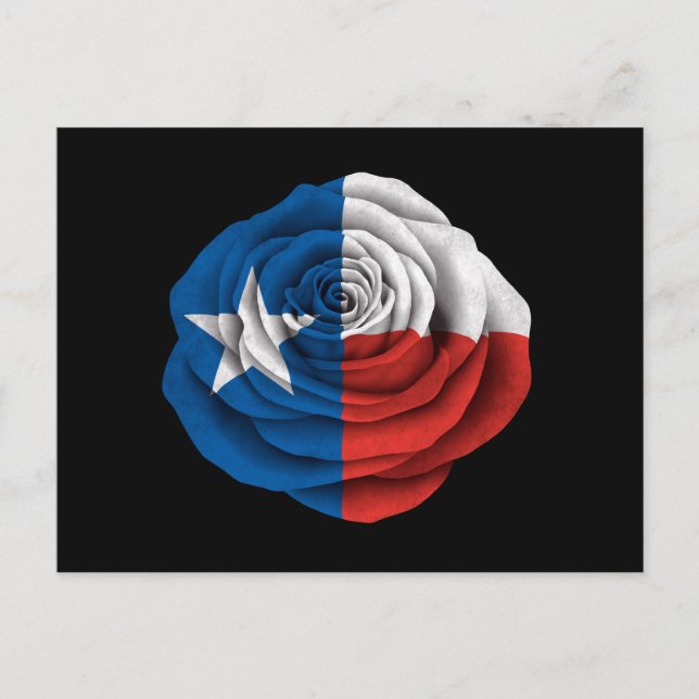Postal Bandera de los Rosas de Texas en negro (Anverso)