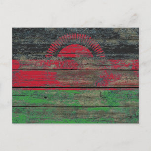 Postal Bandera de Malawi en efecto de tablas de madera en