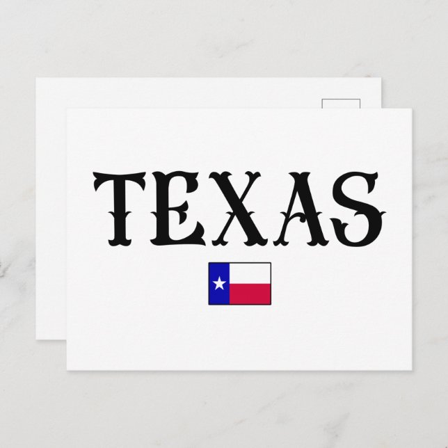 Postal Bandera de mapa del estado de Texas USA (Anverso / Reverso)