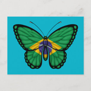 Postal Bandera de mariposa de Brasil