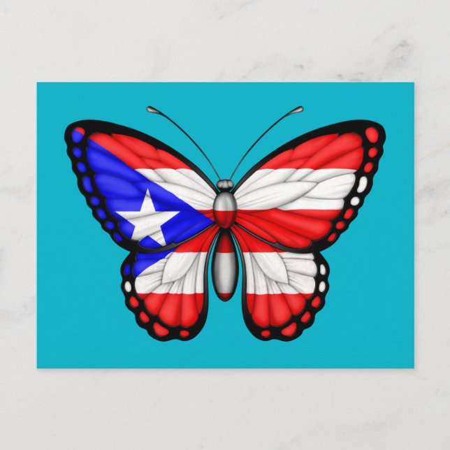 Postal Bandera de mariposa de Puerto Rico (Anverso)