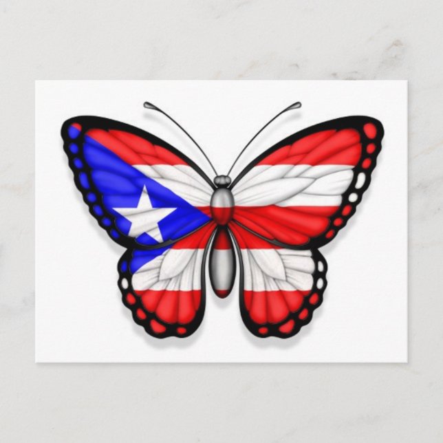Postal Bandera de mariposa de Puerto Rico (Anverso)