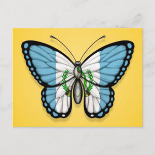 Postal Bandera de mariposa guatemalteca en amarillo