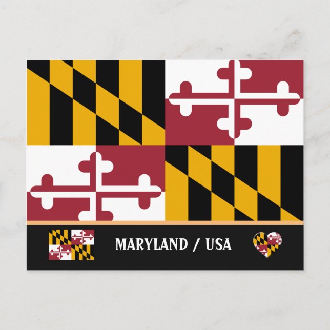 Postal Bandera de Maryland & Maryland Estado EE. UU./Amér (Anverso)
