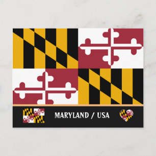 Postal Bandera de Maryland y Maryland Estado EE. UU./Amér