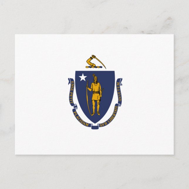 Postal Bandera de Massachusetts, bandera de Massachusetts (Anverso)