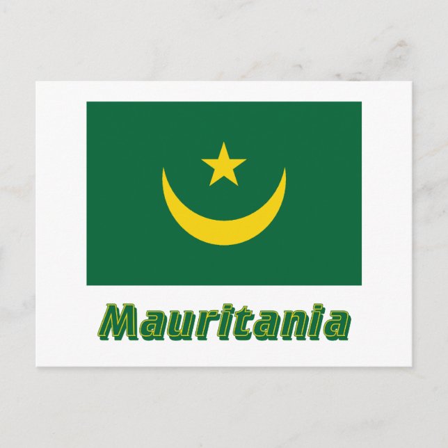 Postal Bandera de Mauritania con nombre (Anverso)