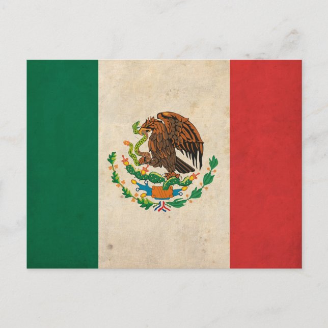Postal Bandera de México vintage (Anverso)
