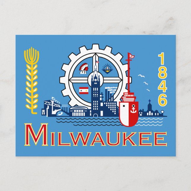 Postal Bandera de Milwaukee, Wisconsin (Anverso)