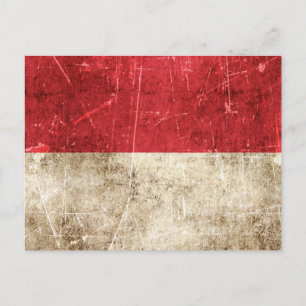 Postal Bandera de Mónaco vintage, de edad avanzada y con