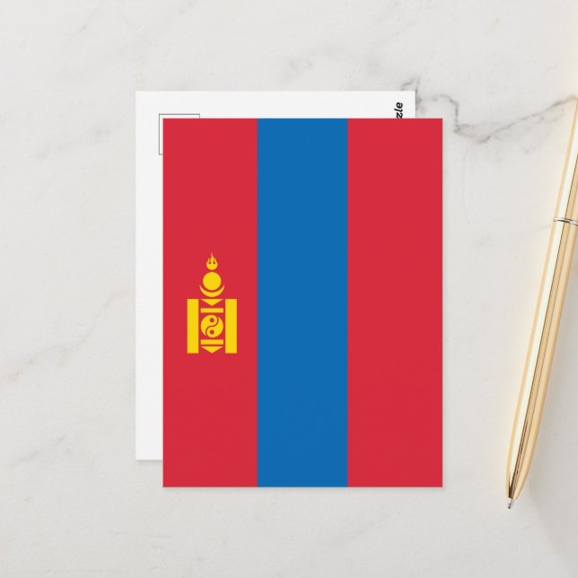 Postal Bandera de Mongolia (Anverso/Reverso In Situ)
