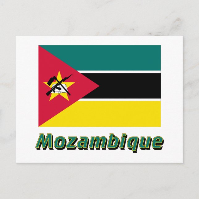 Postal Bandera de Mozambique con nombre (Anverso)