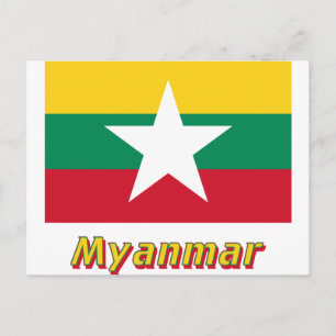 Postal Bandera de Myanmar con nombre