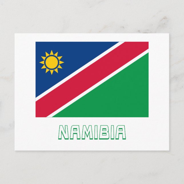 Postal Bandera de Namibia con nombre (Anverso)