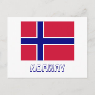 Postal Bandera de Noruega con nombre