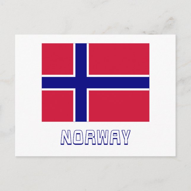 Postal Bandera de Noruega con nombre (Anverso)