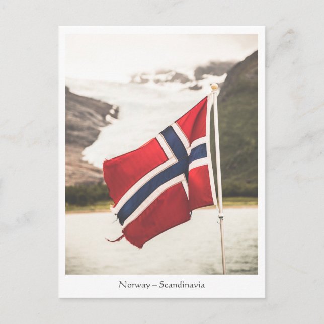 Postal Bandera de Noruega Escandinavia Foto (Anverso)
