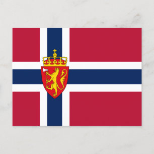 Postal Bandera de Noruega/ Escudo de armas