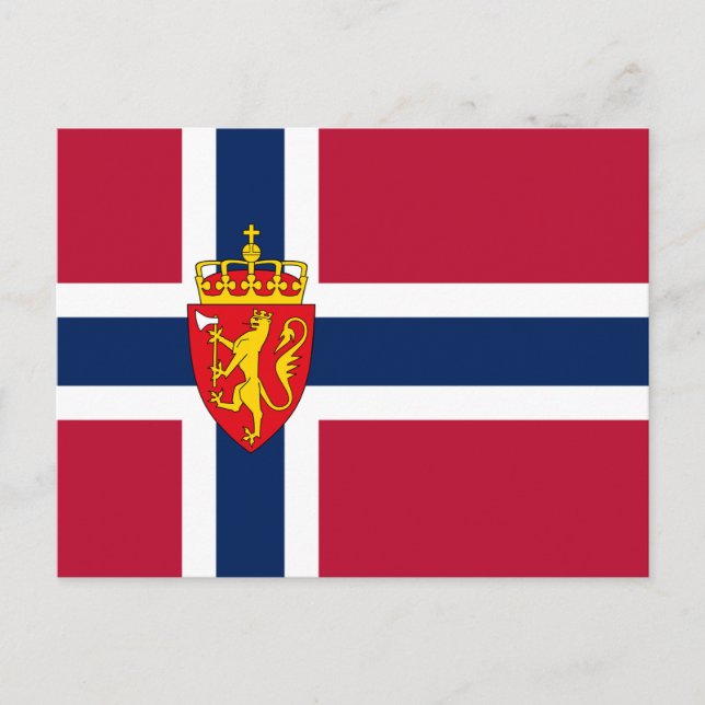 Postal Bandera de Noruega/ Escudo de armas (Anverso)