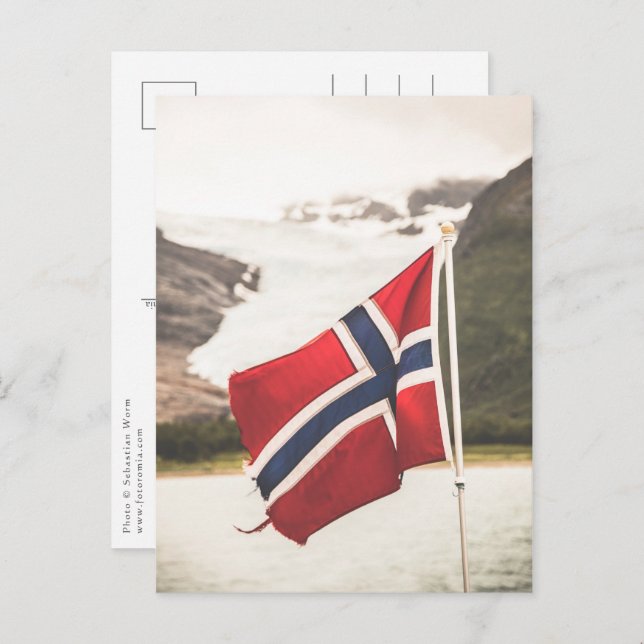 Postal Bandera de Noruega Foto (Anverso / Reverso)