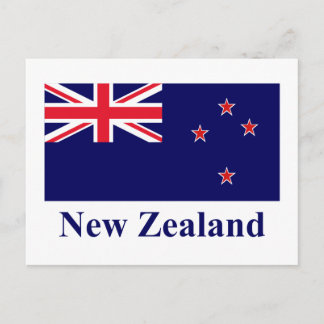 Postal Bandera de Nueva Zelanda con nombre