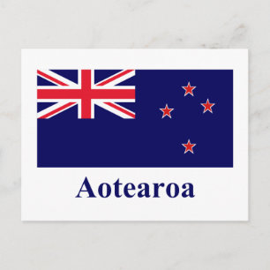 Postal Bandera de Nueva Zelanda con nombre en maorí
