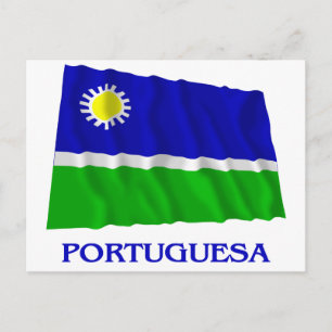 Postal Bandera de ondeo portuguesa con nombre