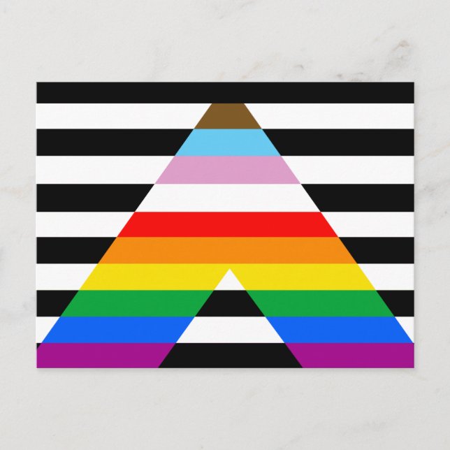 Postal Bandera de orgullo aliada al progreso LGBTQ (Anverso)