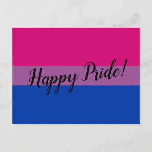 Postal Bandera de orgullo bisexual feliz