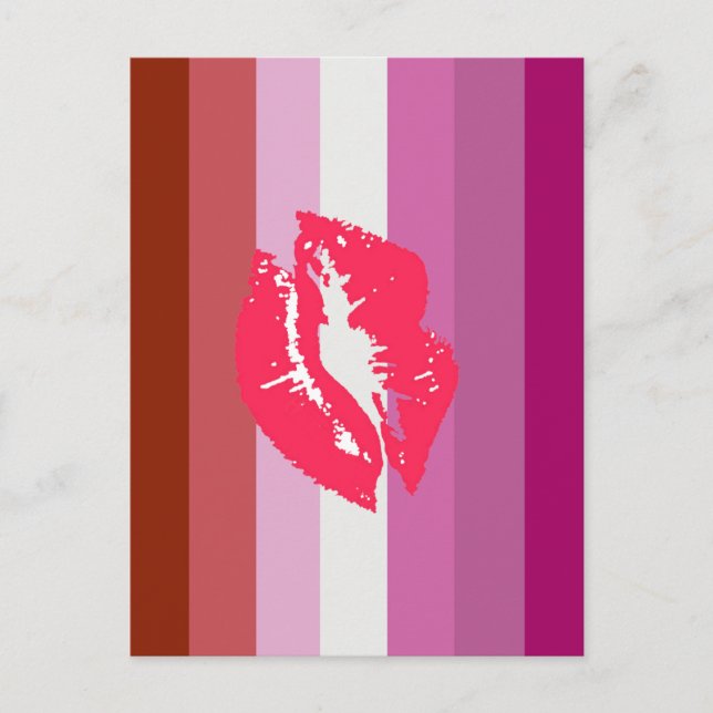 Postal Bandera de Orgullo Lesbiana de Labial (Anverso)