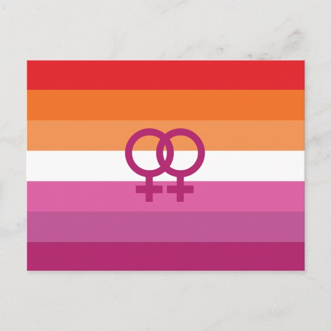 Postal Bandera de orgullo lésbico WLW (Atardecer) (Anverso)