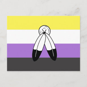 Postal Bandera de orgullo no binario de dos espíritus
