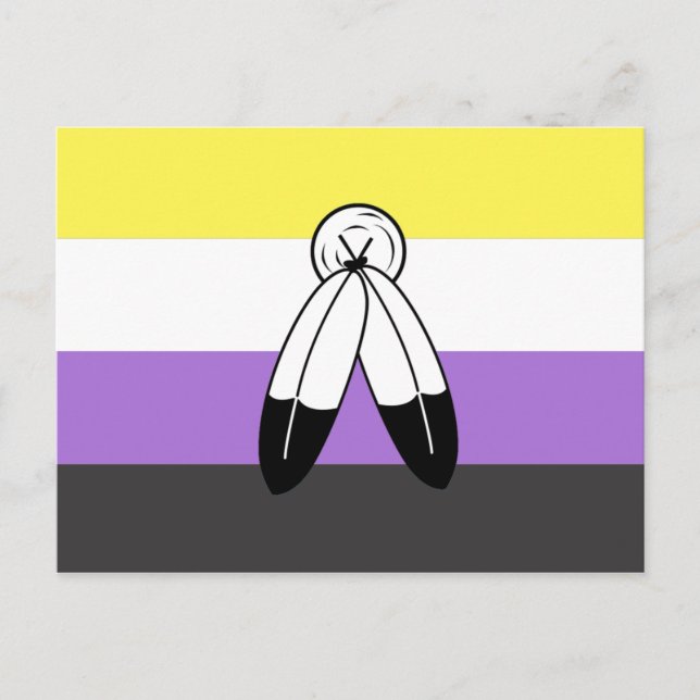 Postal Bandera de orgullo no binario de dos espíritus (Anverso)
