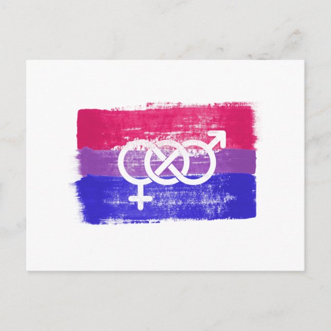 POSTAL BANDERA DE ORGULLO SIMBÓLICO PINTADA BISEXUAL (Anverso)