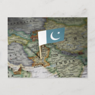 Postal Bandera de Pakistán en el mapa