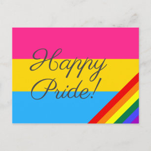 Postal Bandera de Pansexual del Orgullo Feliz