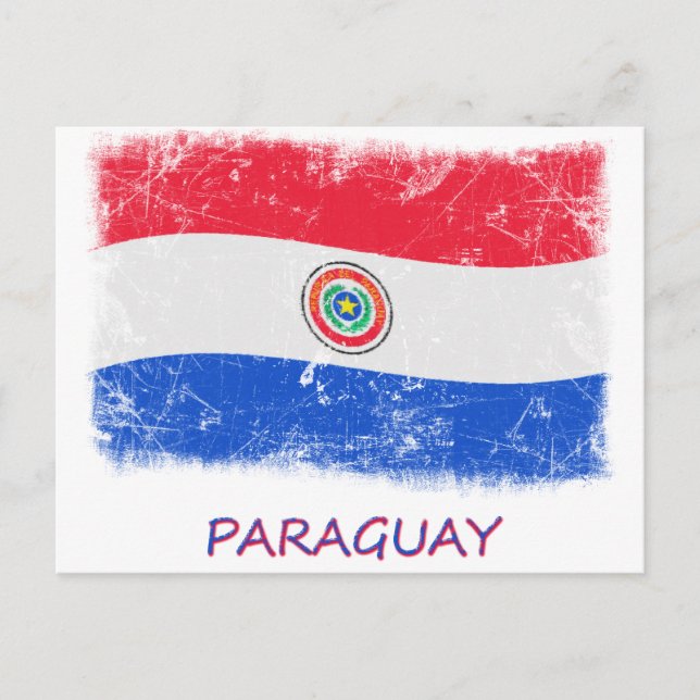 Postal Bandera de Paraguay Grunge (Anverso)